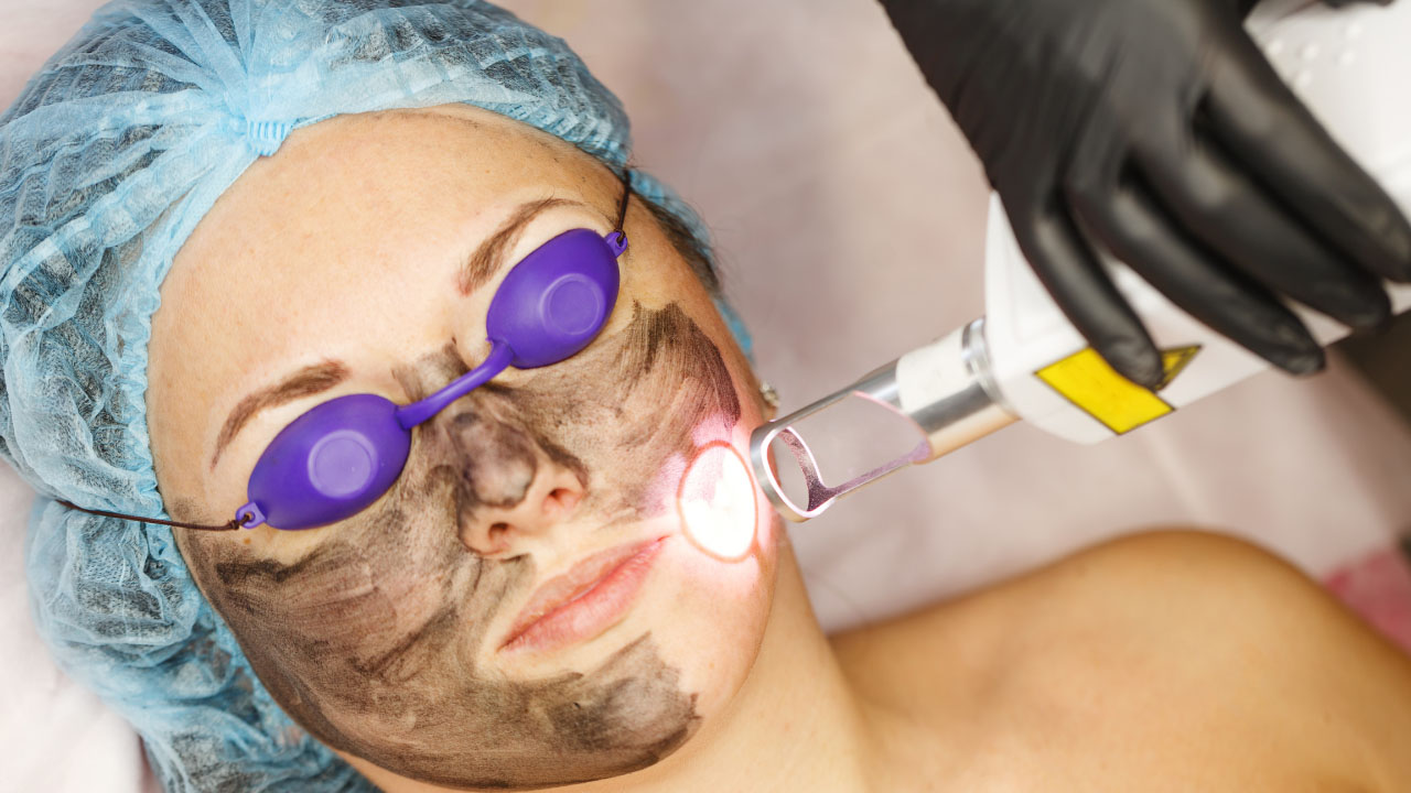 a woman undergoing skin pigmentation removal treatment
